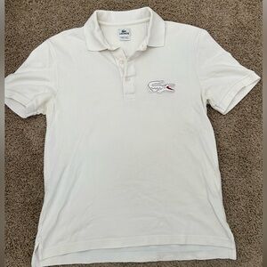 LACOSTE White Polo Shirt  Crocodile Logo French 4, US M
